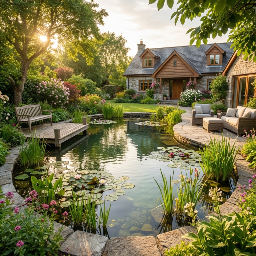 pond with deck pond with deck